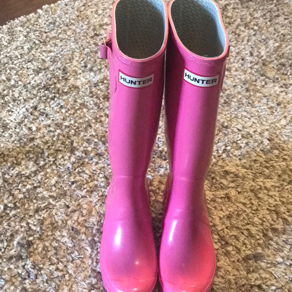 Pink hunter rain boots